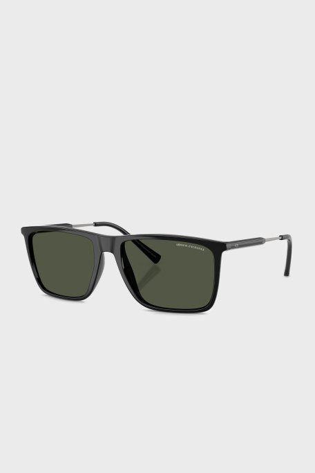Armani Exchange Kare Güneş Erkek Gözlük 0AX4160S 81582J 57 Parlak Siyah-Koyu Yeşil Polari - Armani Exchange