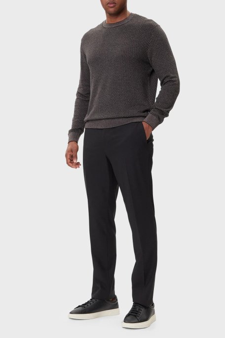 Armani Exchange Kareli Pamuklu Slim Fit Bisiklet Yaka Erkek Kazak XM001913 AF18841 FC012 KAHVE - Armani Exchange (1)