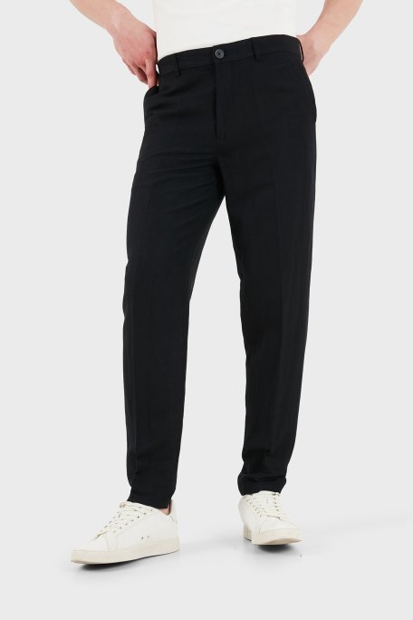 Armani Exchange Keten Karışımlı Yüksek Bel Regular Fit Erkek Pantolon 8NZP15 ZNFNZ 1200 SİYAH - Armani Exchange