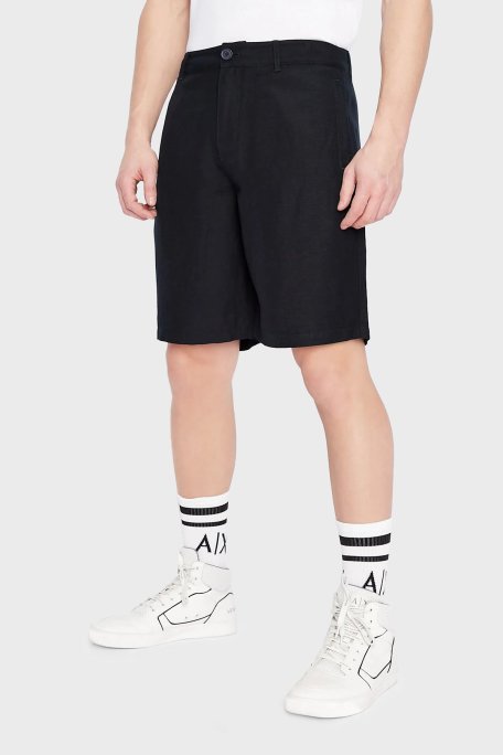 Armani Exchange Keten İpek Twill Erkek Bermuda 8NZS67 ZNFNZ 1583 LACİVERT - Armani Exchange