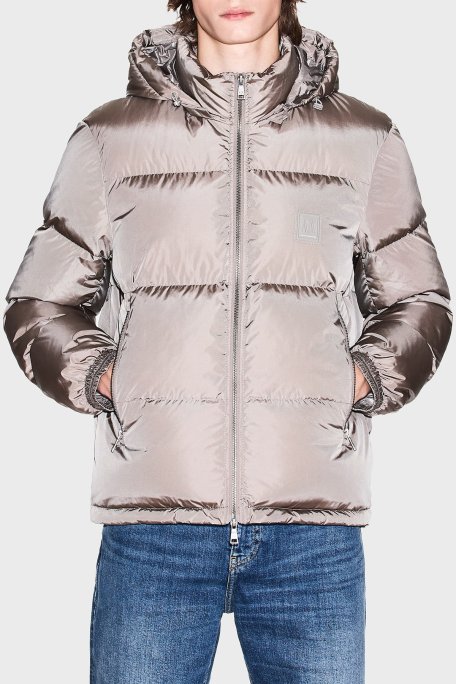 Armani Exchange Kuş Tüyü Dolgulu Çıkarılabilir Kapüşonlu Şişme Erkek Mont XM000348 AF12286 U6107 VİZON - Armani Exchange