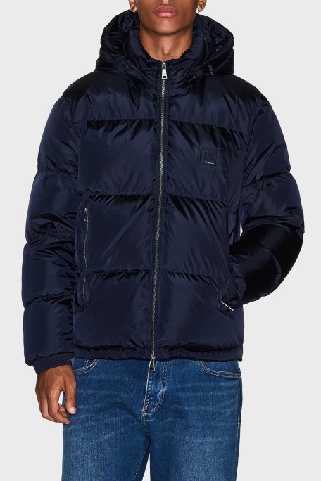 Armani Exchange Kuş Tüyü Dolgulu Çıkarılabilir Kapüşonlu Şişme Erkek Mont XM000348 AF12286 UB101 LACİVERT - Armani Exchange