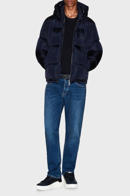 Armani Exchange Kuş Tüyü Dolgulu Çıkarılabilir Kapüşonlu Şişme Erkek Mont XM000348 AF12286 UB101 LACİVERT - Armani Exchange (1)