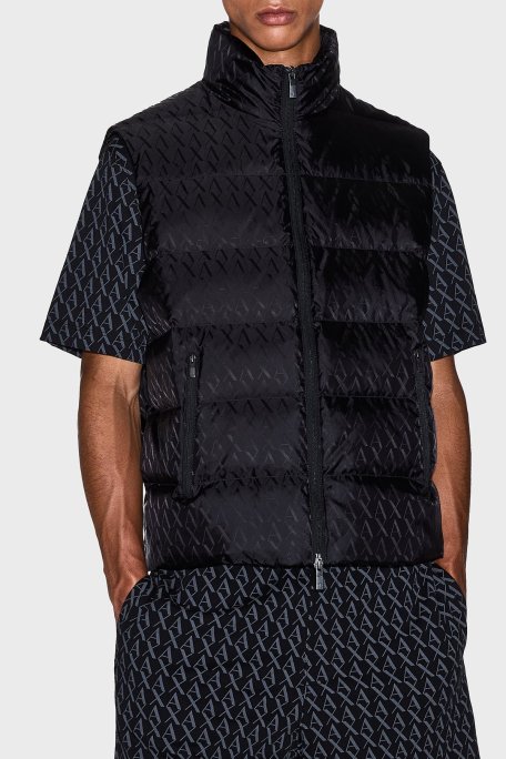 Armani Exchange Kuş Tüyü Dolgulu Regular Fit Dik Yaka Şişme Erkek Yelek XM001581 AF16628 UC001 SİYAH - Armani Exchange