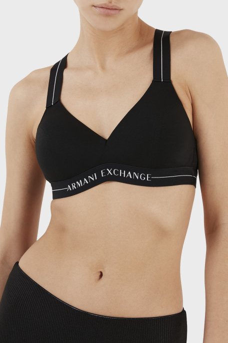 Armani Exchange Logo Bantlı Pamuklu Spor Kadın Sütyen 947016 2F502 00020 SİYAH - Armani Exchange (1)