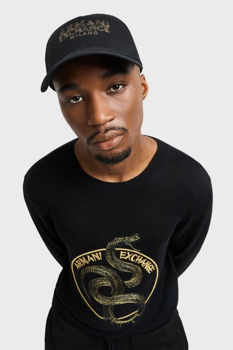 Armani Exchange Logo Baskılı % 100 Pamuk Erkek Şapka XM000284 AF12102 UC001 SİYAH - Armani Exchange (1)