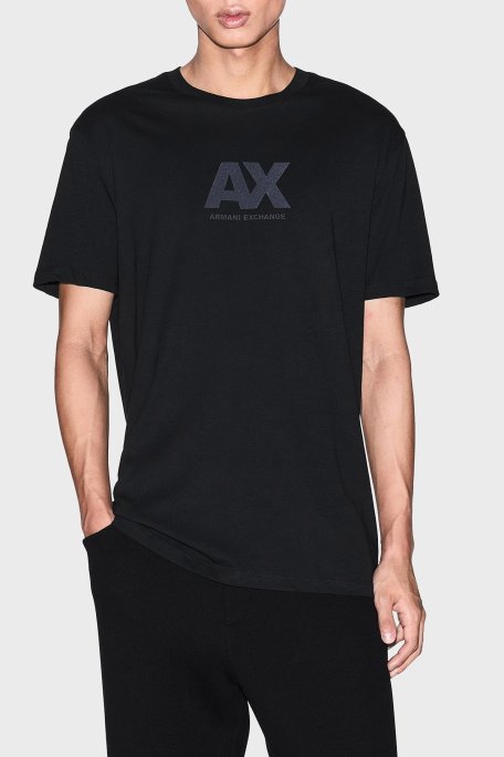 Armani Exchange Logo Baskılı Pamuklu Regular Fit Bisiklet Yaka Erkek T Shirt XM001403 AF16432 UC001 SİYAH - Armani Exchange