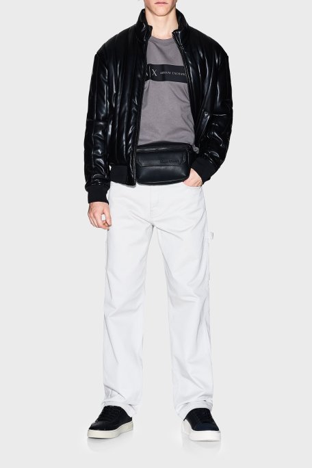 Armani Exchange Logo Baskılı Pamuklu Regular Fit Bisiklet Yaka Erkek T Shirt XM001425 AF10361 U8092 KOYU GRİ - Armani Exchange (1)