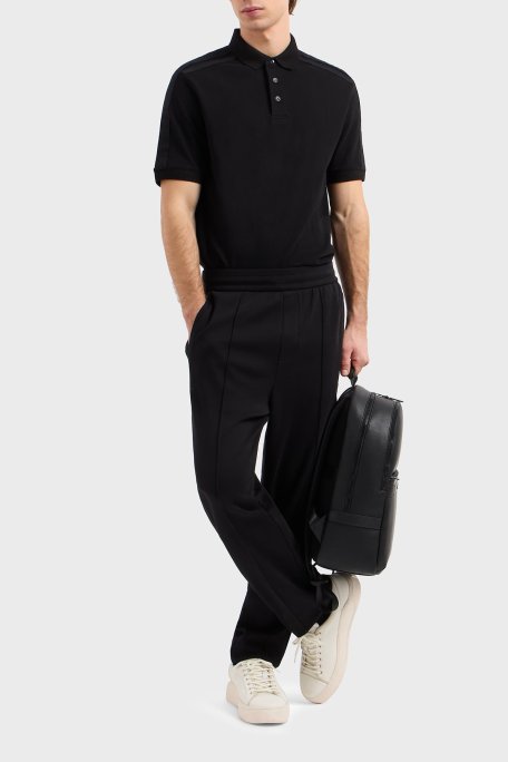 Armani Exchange Logo Baskılı Pamuklu Regular Fit Düğmeli Erkek Polo Yaka T Shirt XM000307 AF10366 UC001 SİYAH - Armani Exchange (1)