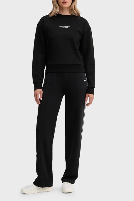 Armani Exchange Logo Baskılı Pamuklu Relaxed Fit Bisiklet Yaka Crop Bayan Sweat XW001451 AF10830 MC021 SİYAH-GOLD - Armani Exchange (1)