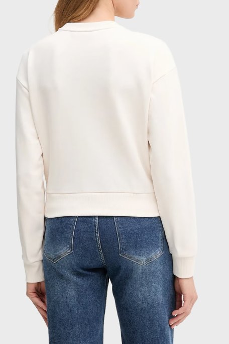 Armani Exchange Logo Baskılı Pamuklu Relaxed Fit Bisiklet Yaka Crop Bayan Sweat XW001451 AF10830 U1003 EKRU - Armani Exchange (1)