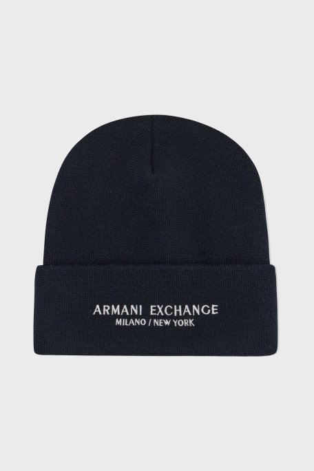 Armani Exchange Logo İşlemeli Erkek Bere XM001637 AF16950 UB101 LACİVERT - Armani Exchange