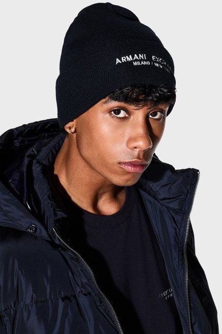 Armani Exchange Logo İşlemeli Erkek Bere XM001637 AF16950 UB101 LACİVERT - Armani Exchange (1)