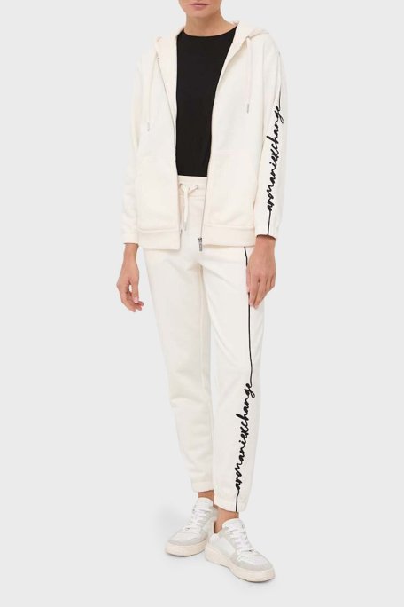 Armani Exchange Logo Yazılı Fermuarlı Kapüşonlu Regular Fit Bayan Sweat 6RYM71 YJBRZ 1130 BEYAZ - Armani Exchange (1)