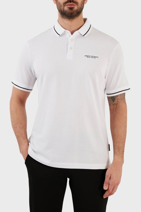 Armani Exchange Logolu % 100 Pamuk Slim Fit Polo T Shirt Erkek Polo Yaka T Shirt 8NZFFM ZJ5DZ 1100 BEYAZ - Armani Exchange