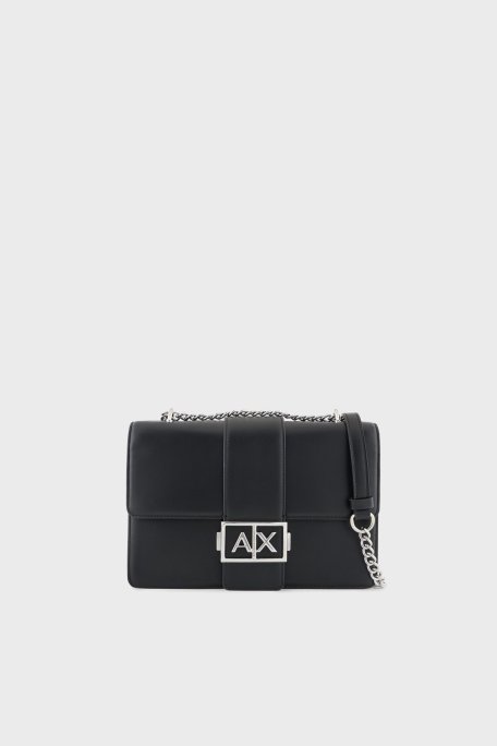 Armani Exchange Logolu Ayarlanabilir Zincir Askılı Bayan Çanta XW000070 AF12039 UC001 SİYAH - Armani Exchange