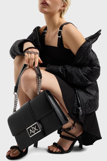 Armani Exchange Logolu Ayarlanabilir Zincir Askılı Bayan Çanta XW000070 AF12039 UC001 SİYAH - Armani Exchange (1)