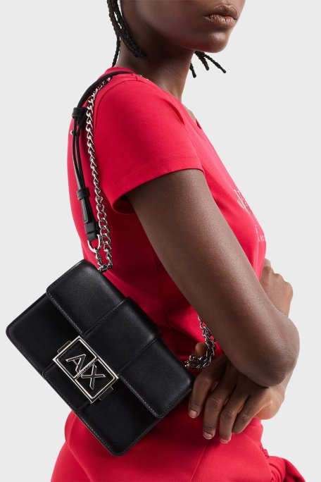 Armani Exchange Logolu Ayarlanabilir Zincir Askılı Bayan Çanta XW000071 AF12039 UC001 SİYAH - Armani Exchange (1)