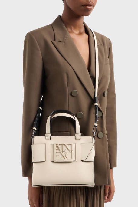 Armani Exchange Logolu Çıkarılabilir Askılı Bayan Çanta 9426900 A874 U1092 KREM - Armani Exchange (1)