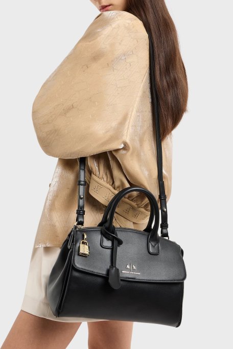 Armani Exchange Logolu Çıkarılabilir Askılı Bayan Çanta XW000395 AF12040 UC001 SİYAH - Armani Exchange (1)