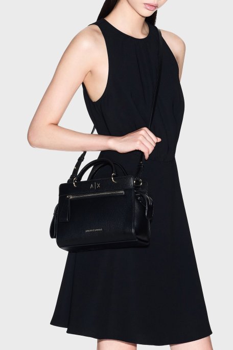 Armani Exchange Logolu Çıkarılabilir Askılı Bayan Çanta XW001554 AF17117 UC001 SİYAH - Armani Exchange (1)