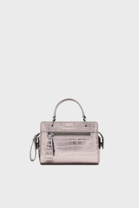 Armani Exchange Logolu Çıkarılabilir Askılı Mini Bayan Çanta XW001212 AF15628 U8097 GÜMÜŞ - Armani Exchange