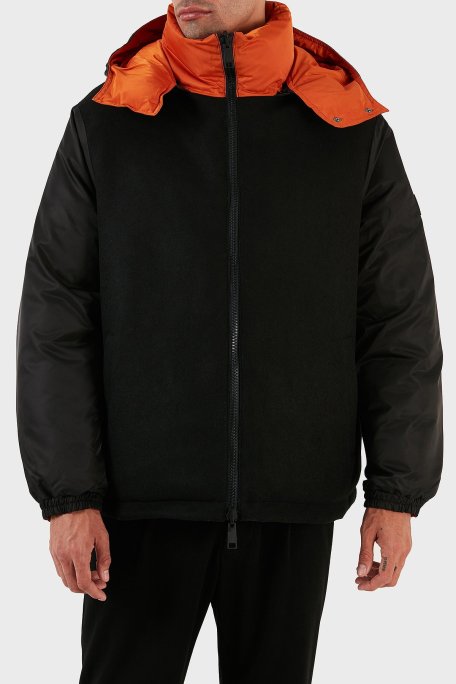 Armani Exchange Logolu Çıkarılabilir Kapüşonlu Çift Taraflı Erkek Mont 6RZB16 ZNJ7Z 52AJ SİYAH-TURUNCU - Armani Exchange (1)