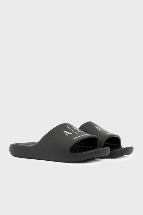Armani Exchange Logolu Erkek Terlik XM002744 AF23456 MC011 Siyah Beyaz - Armani Exchange (1)