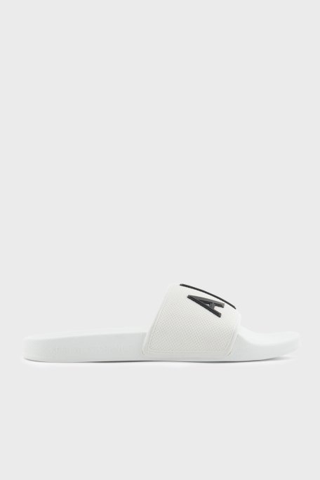 Armani Exchange Logolu Erkek Terlik XUP001 XV820 K488 BEYAZ-SİYAH - Armani Exchange