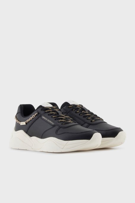 Armani Exchange Logolu Hakiki Deri Kalın Taban Sneaker Bayan Ayakkabı XW001617 AF17443 MC005 SİYAH - Armani Exchange (1)