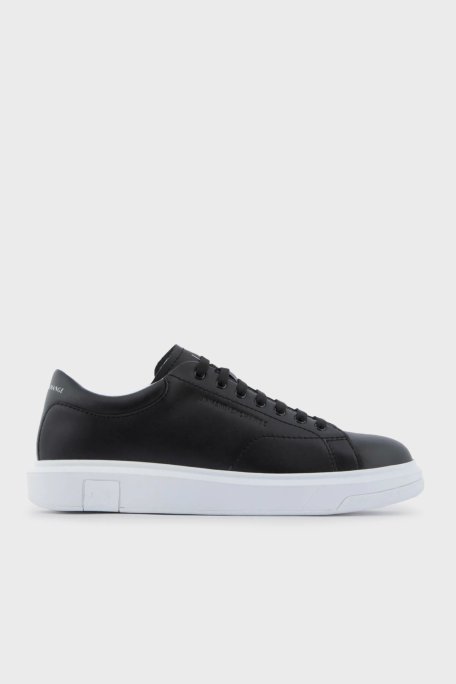 Armani Exchange Logolu Hakiki Deri Sneaker Erkek Ayakkabı XUX123 XV534 00002 SİYAH - Armani Exchange