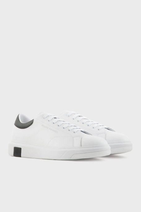Armani Exchange Logolu Hakiki Deri Sneaker Erkek Ayakkabı XUX123 XV534 K488 BEYAZ-SİYAH - Armani Exchange (1)