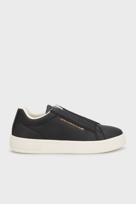 Armani Exchange Logolu Kalın Tabanlı Slip-On Sneaker Bayan Ayakkabı XW001623 AF17449 UC001 SİYAH - Armani Exchange