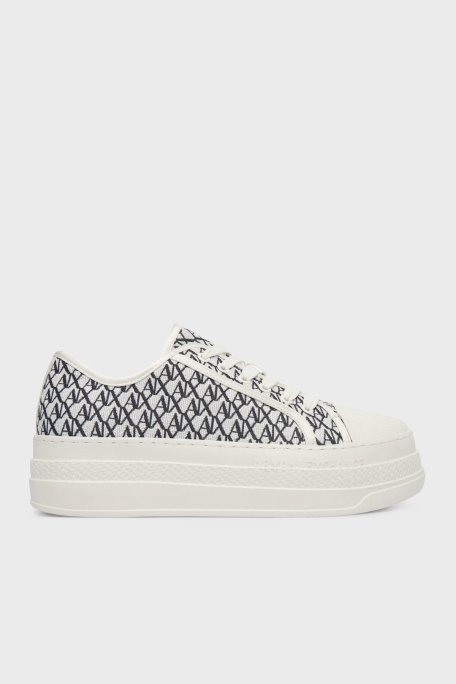 Armani Exchange Logolu Kalın Tabanlı Sneaker Kadın Ayakkabı XW002786 AF23055 MZ266 BEYAZ-LACİVERT - Armani Exchange