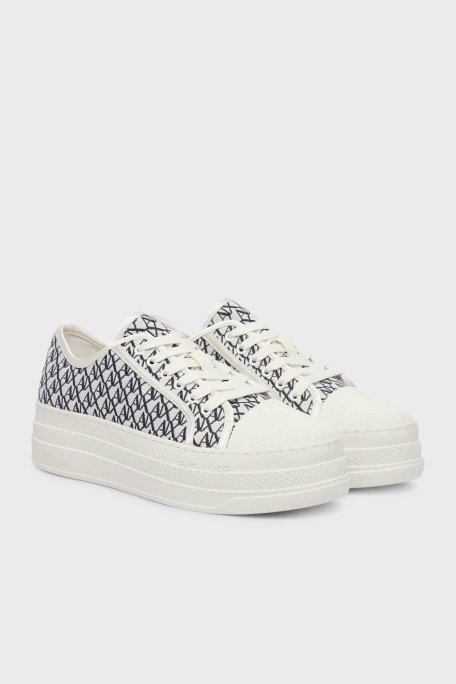 Armani Exchange Logolu Kalın Tabanlı Sneaker Kadın Ayakkabı XW002786 AF23055 MZ266 BEYAZ-LACİVERT - Armani Exchange (1)