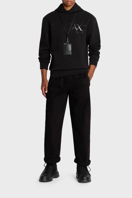 Armani Exchange Logolu Kapüşonlu Pamuklu Regular Fit Erkek Sweat 6RZMKB ZJXBZ 1200 SİYAH - Armani Exchange (1)