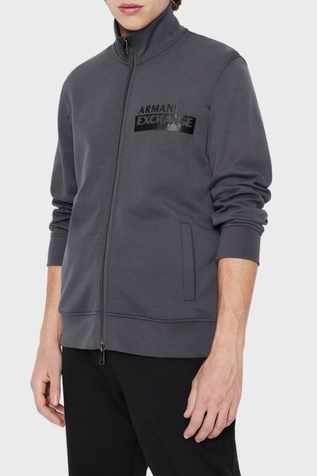 Armani Exchange Logolu Pamuklu Fermuarlı Dik Yaka Regular Fit Erkek Sweat 6LZMBF ZJCAZ 1978 ANTRASİT - Armani Exchange