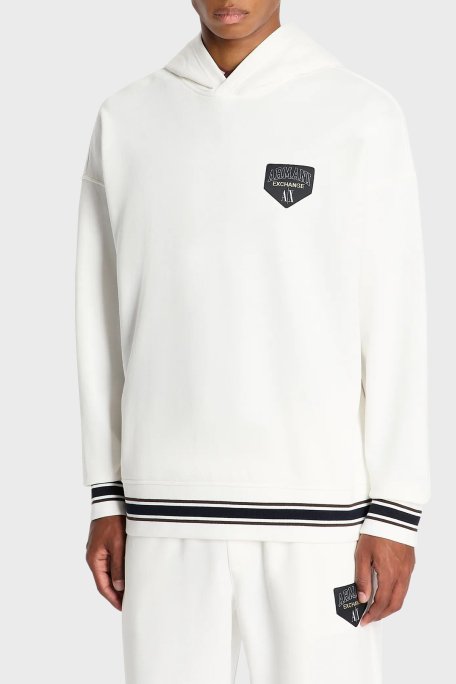 Armani Exchange Logolu Pamuklu Kapüşonlu Regular Fit Erkek Sweat 6RZMJF ZJDPZ 1116 BEYAZ - Armani Exchange