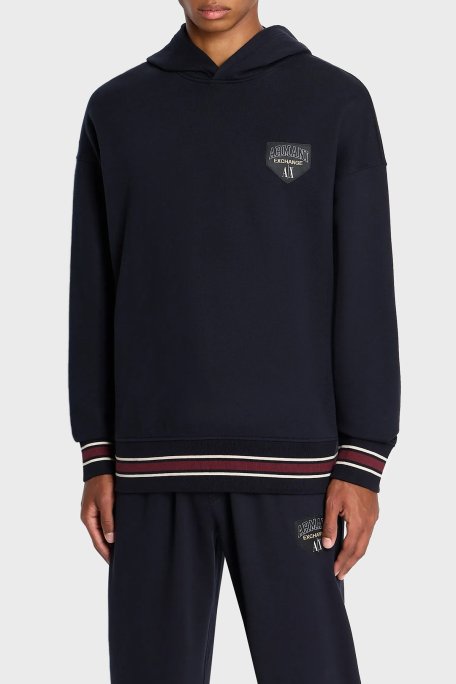 Armani Exchange Logolu Pamuklu Kapüşonlu Regular Fit Erkek Sweat 6RZMJF ZJDPZ 1510 LACİVERT - Armani Exchange