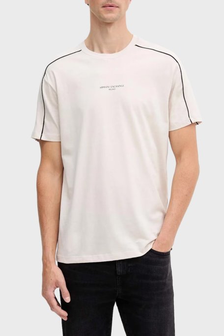 Armani Exchange Logolu Pamuklu Regular Fit Bisiklet Yaka Erkek T Shirt XM001360 AF10358 U1013 BEJ - Armani Exchange