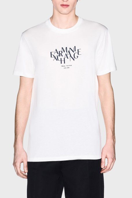 Armani Exchange Logolu Pamuklu Regular Fit Bisiklet Yaka Erkek T Shirt XM002782 AF10356 U0009 BEYAZ - Armani Exchange