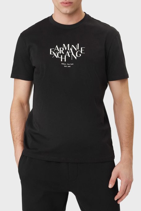 Armani Exchange Logolu Pamuklu Regular Fit Bisiklet Yaka Erkek T Shirt XM002782 AF10356 UC001 SİYAH - Armani Exchange