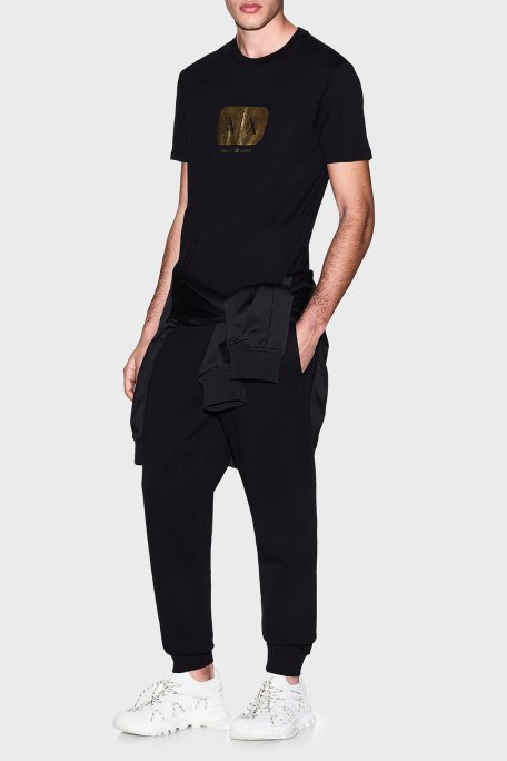 Armani Exchange Logolu Pamuklu Regular Fit Bisiklet Yaka Erkek T Shirt XM002826 AF12308 UC001 SİYAH - Armani Exchange (1)