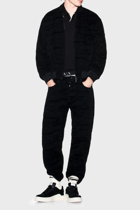 Armani Exchange Logolu Pamuklu Regular Fit Şerit Detaylı Erkek Polo XM002401 AF10366 UC001 SİYAH - Armani Exchange (1)