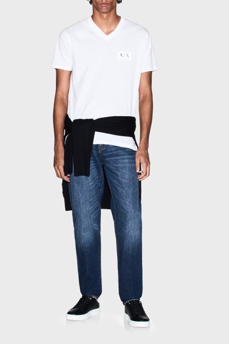 Armani Exchange Logolu Pamuklu Regular Fit V Yaka Erkek T Shirt XM002179 AF12308 U0009 BEYAZ - Armani Exchange (1)