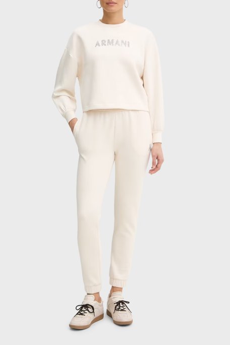Armani Exchange Logolu Pamuklu Relaxed Fit Bisiklet Yaka Kadın Sweat XW002049 AF21298 U1003 Ekru - Armani Exchange (1)