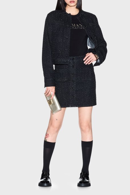 Armani Exchange Logolu Pamuklu Slim Fit Bisiklet Yaka Bayan T Shirt XW001837 AF16294 UC001 SİYAH - Armani Exchange (1)