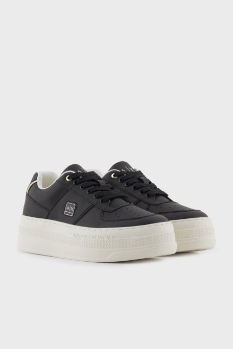 Armani Exchange Logolu Platform Taban Sneaker Bayan Ayakkabı XW001631 AF17351 MC077 SİYAH-GOLD - Armani Exchange (1)