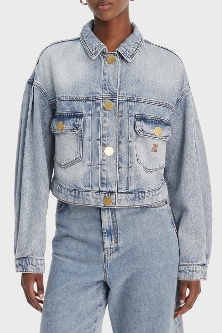 Armani Exchange Logolu Regular Fit Cep Detaylı Bayan Kot Ceket XW002260 AF21338 MB001 MAVİ - Armani Exchange