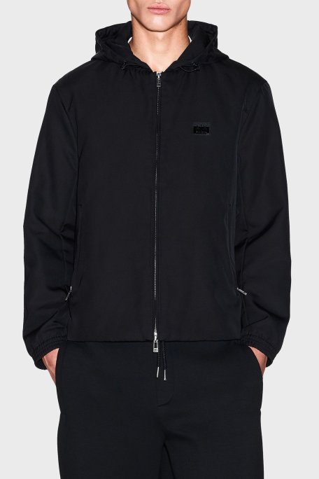 Armani Exchange Logolu Regular Fit Su ve Rüzgar Geçirmez Erkek Ceket XM001102 AF16672 UC001 SİYAH - Armani Exchange